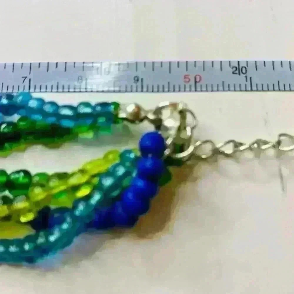 Fashion Jewelry 19 inch necklace beads are  shades of green and blue - Picture 2 of 2